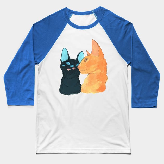 A Cats Reflection Baseball T-Shirt by JuniperMew